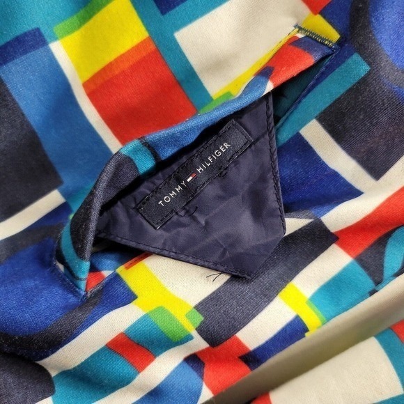 Tommy Hilfiger Reversible Varsity Jacket Mens Small Hooded Navy Blue RARE PRINT - Picture 9 of 12